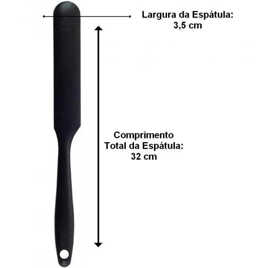 Espátula 32cm Confeiteiro Em Silicone Preto Mak Inox